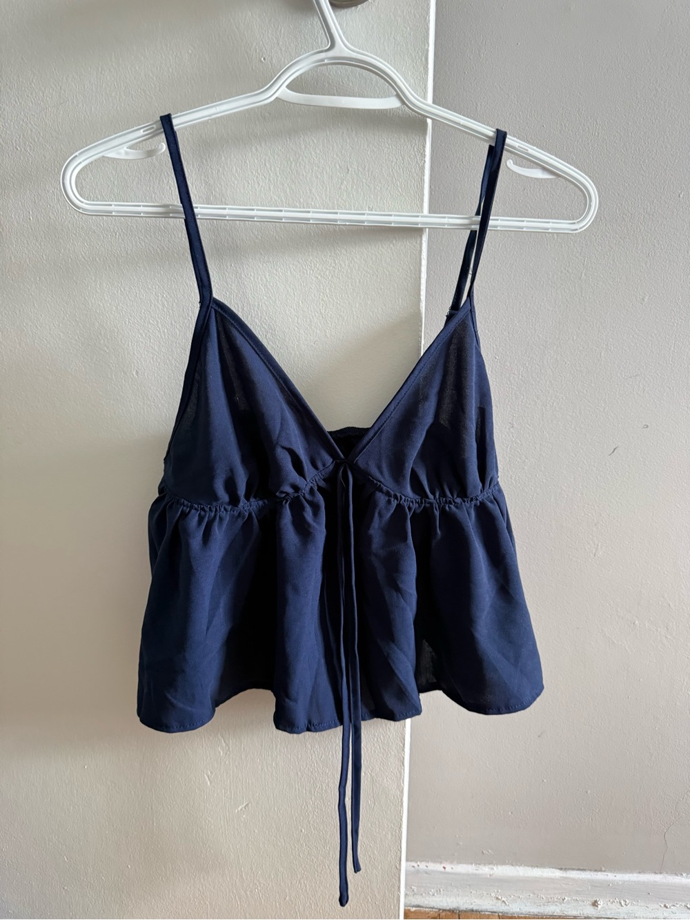SHEIN Navy Spaghetti-Strap Drawstring Peplum Cami